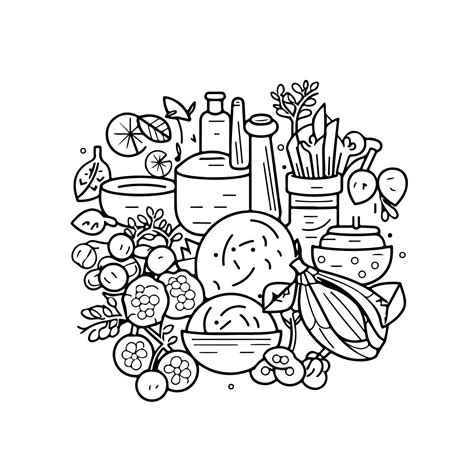 Premium Vector | Food coloring page line drawing day