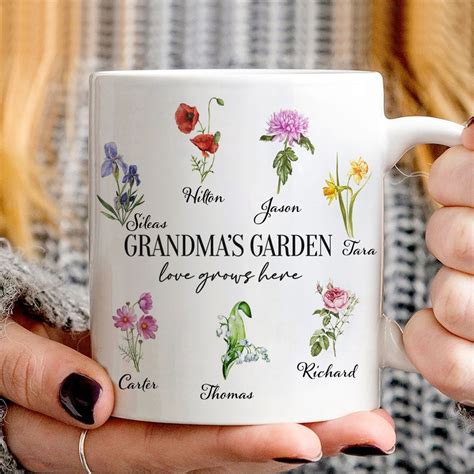 Personalized Birth Flower Grandmas Garden Mug