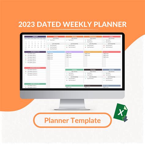 2023 Dated Weekly Planner Excel Template 2023 Editable Etsy Australia