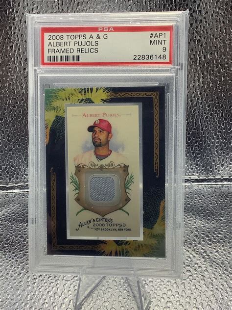 2008 Topps Allen Ginter Albert Pujols Framed Mini Jersey PSA 9 Relic