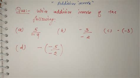 Additive Inverse Class 8th Math Write Additive Inverse Cbse Ncert Youtube