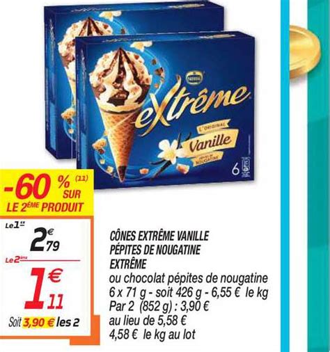 Offre Cônes Extrême Vanille Pépites De Nougatine Extrême Chez Netto