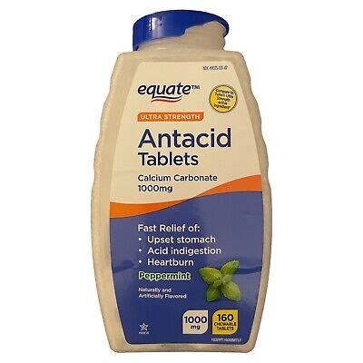 Equate Ultra Strength Antacid Chewable Peppermint Tablets 1000 Mg 160