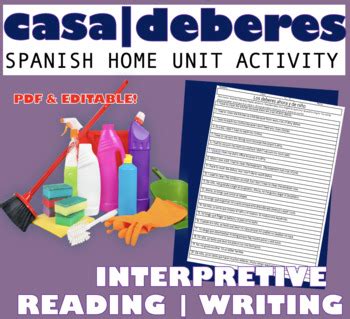 Spanish Home Chores Casa Deberes Quehaceres Activity Interpretive Reading