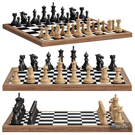 Wooden Chess 3d model Buy Download 3dbrute