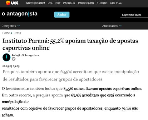 O Antagonista Cita Pesquisa Realizada Pela Paran Pesquisas Paran