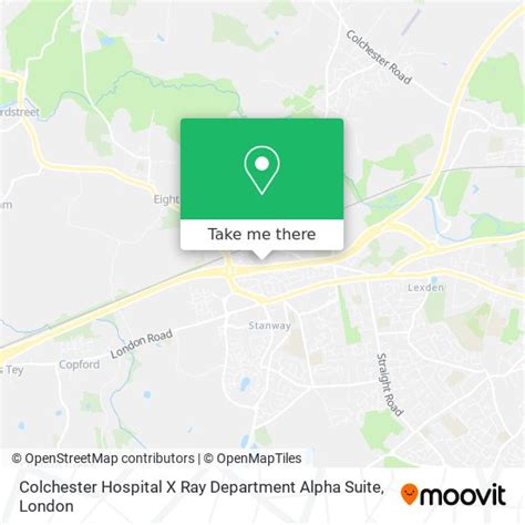 colchester hospital  ray department alpha suite  bus  train