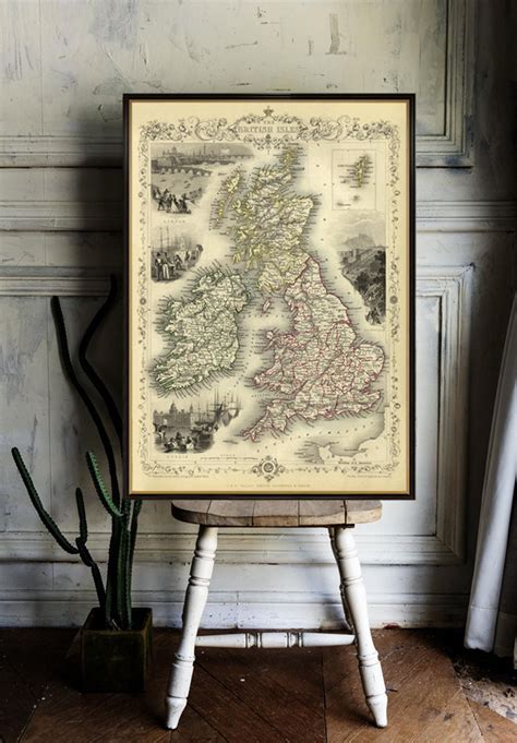 British Isles Map Old Map Of British Isles Old Map Fine Print Archival