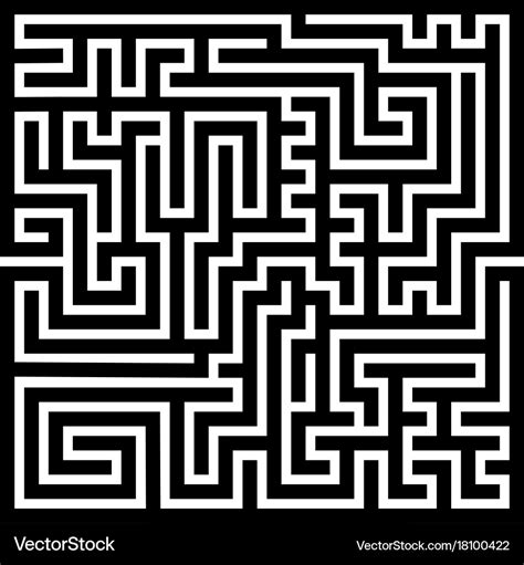 Square Maze Labyrinth Black Thick Outline Vector Image