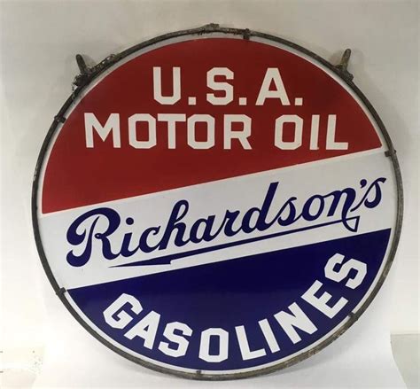 Original Richardson S Motor Oils And Gasoline Porcelain Sign Bilar