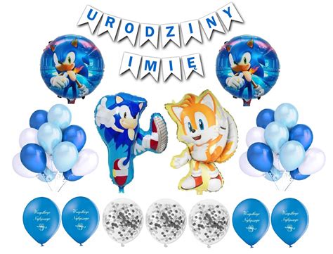 Sonic Duży Zestaw XL Balony Baner Urodziny Imię 13213173248 Allegro pl