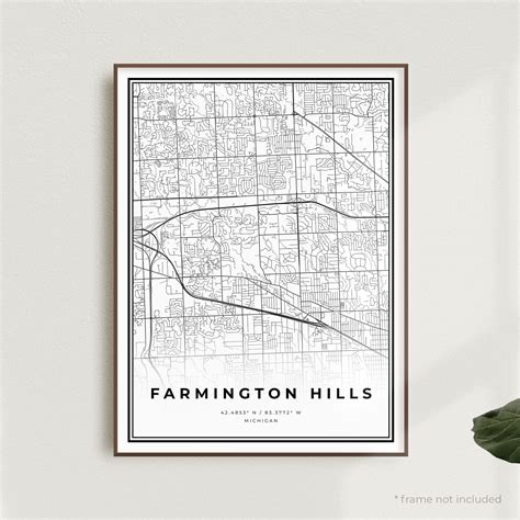 Farmington Hills Map Print Farmington Hills Street Map | Etsy