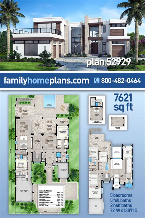 Plan 52929 | 5 Bedroom Contemporary House Plan | Contemporary house ...