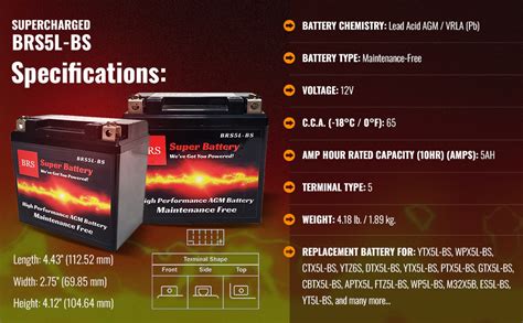 BRS5L-BS High Performance 2 Year AGM Battery Warranty 12v Sealed ...