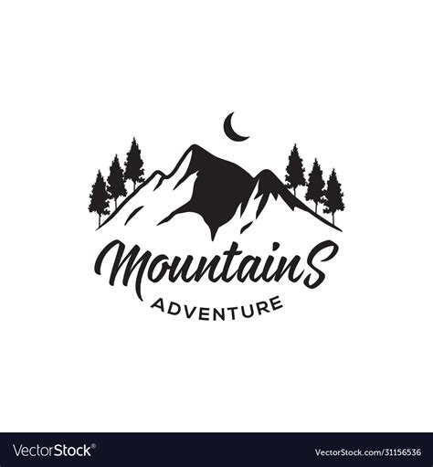 Mountain Adventure Retro Hipsters Logo Design Vector Image