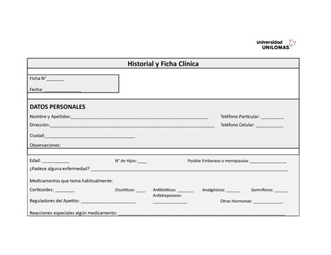 Historial y Ficha Clínica cosmetologia Word Historial y Ficha