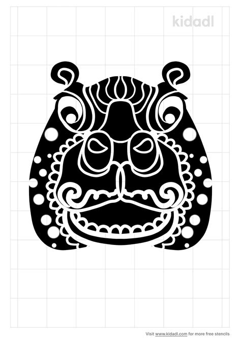 Free Patterned Hippo Stencil Stencil Printables Kidadl