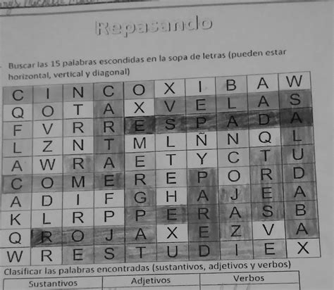 Repasando Buscar Las 15 Palabras Escondidas En La Sopa De Letras Pueden Estar Horizontal