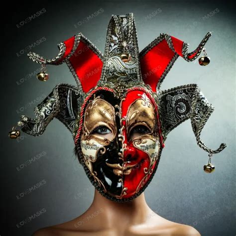 Luxury Venetian Jester Musical Joker Crafted Masquerade Ball Full Face