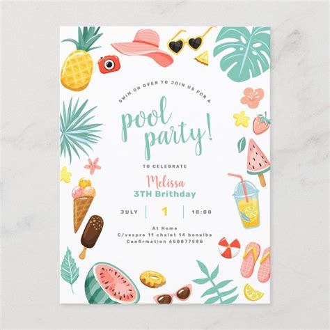 Crea desde cero tu Postal de invitación Zazzle Pool Party