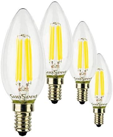 SUNSEED 4x Ampoule Filament LED Bougie E14 6W équiv 60W Blanc Naturel