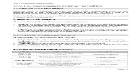 Tema Calentamiento General Y Espec Fico Pdf Filetema El