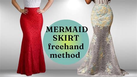 How To Cut A Mermaid Skirt With Freehand Freehand Cutting No Pattern Youtube