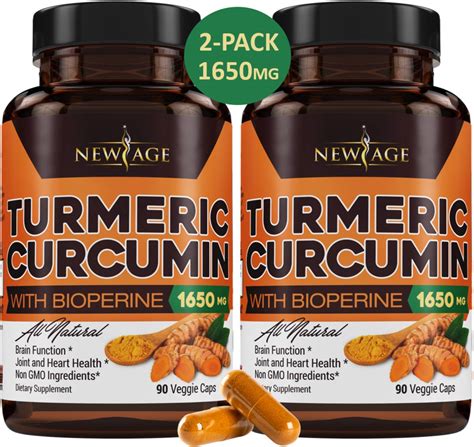 New Age Gluten Free Turmeric Curcumin with Bioperine, 1650mg