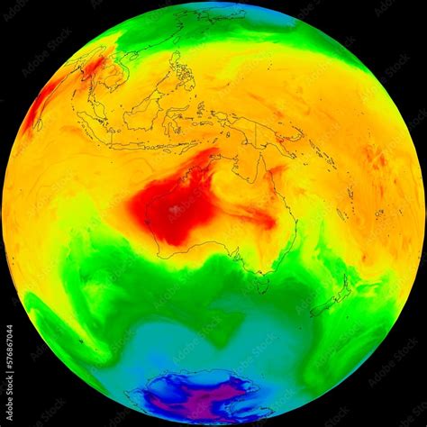 Mapa de temperaturas en Oceanía las temperaturas se muestran en