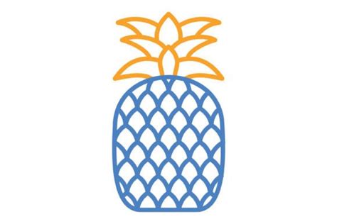 Pineapple Blue Orange Line Icon Graphic By Maan Icons Creative Fabrica