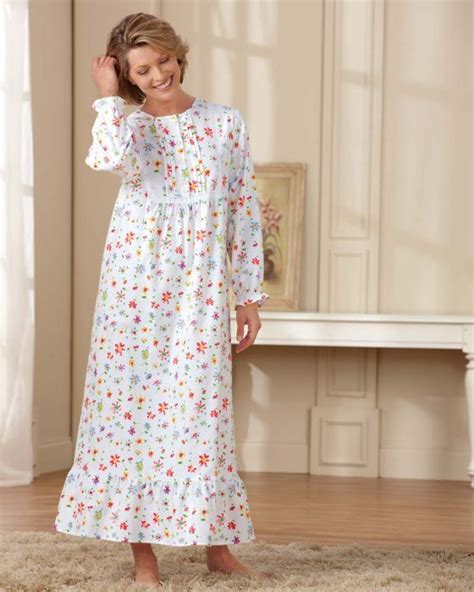 Floral Flannel Nightgown Nightgowns For Women Night Dress For Women