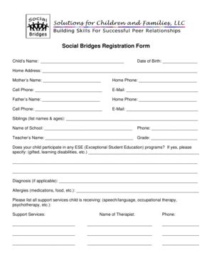 Fillable Online Social Bridges Registration Form Wix Fax Email