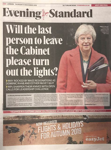 London Evening Standard front page, 15 November 2018 : r/ukpolitics