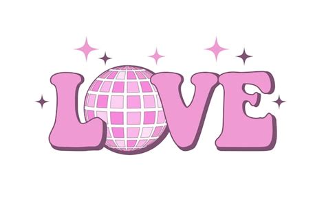 Premium Vector 70s Groovy Love Slogan Sticker Retro Print With Cute