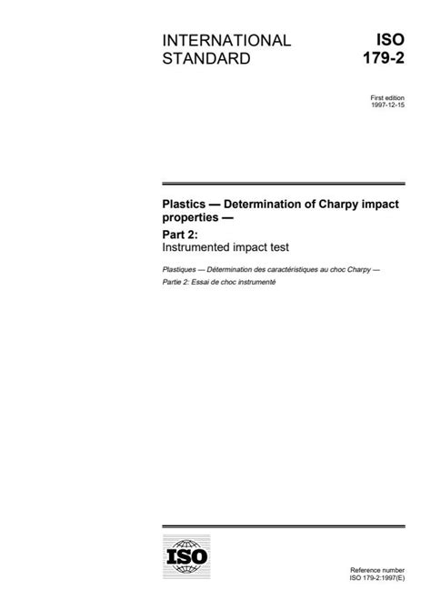 ISO 179 2 1997 Plastics Determination Of Charpy Impact Properties