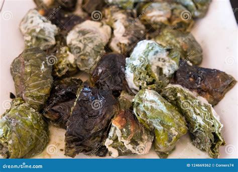 Palusami Traditional Samoan Meal Of Young Taro Vegetable Leaves Stock