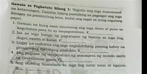 Solved Gawain Sa Pagkatuto Bilang Sagutin Ang Mga Sumusunod Na