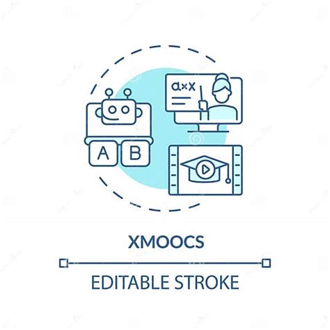 Customizable Blue Thin Linear Icon Xmoocs Concept Stock Illustration Illustration Of Logo