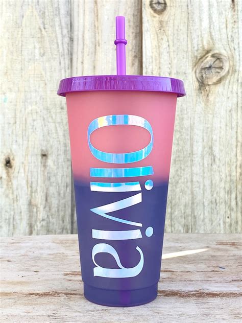 24oz Personalized Cold Color Changing Cups Etsy