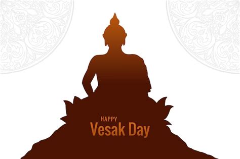 Free Vector Happy Vesak Day Buddha Purnima Wishes Greeting Card