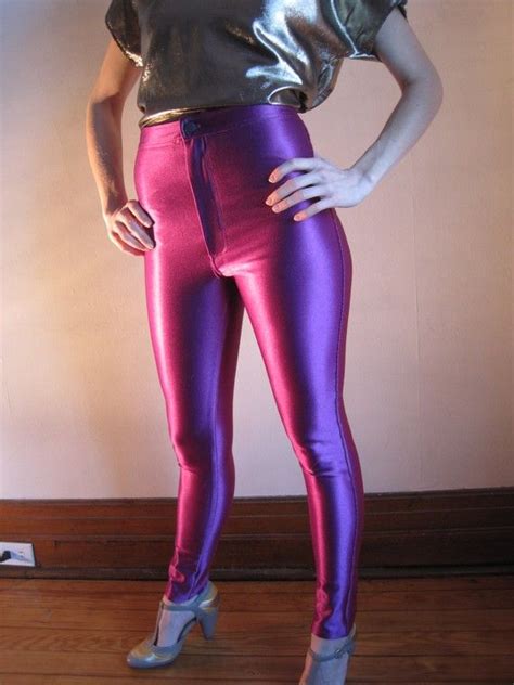 Vintage Hot Pink 70s 80s High Waist Disco Pant Nylon Spandex Disco Pants High Waisted Hot Pink