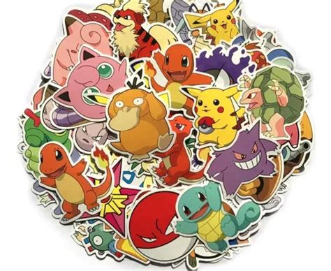 Set Estampas Pokemon Ash Pikachu Charmander Calcomanias Meses Sin