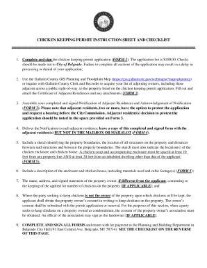 Fillable Online CHICKEN KEEPING PERMIT INSTRUCTION SHEET AND Fax