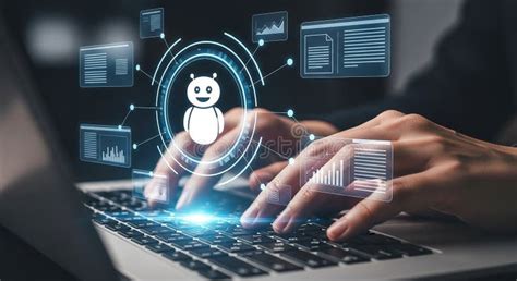 ai chatbot assistant typing  laptop keyboard  automation