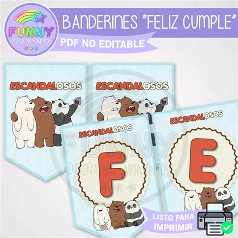 Bander N Imprimible Feliz Cumple Pdf Osos Escandalosos Mercadolibre