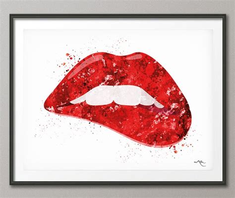 Lips Watercolor Art Print Dental Art Healthy Tooth Smile Lips | Etsy