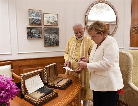 New Delhi: PM Modi, German Chancellor Merkel at 7 Lok Kalyan Marg # ...