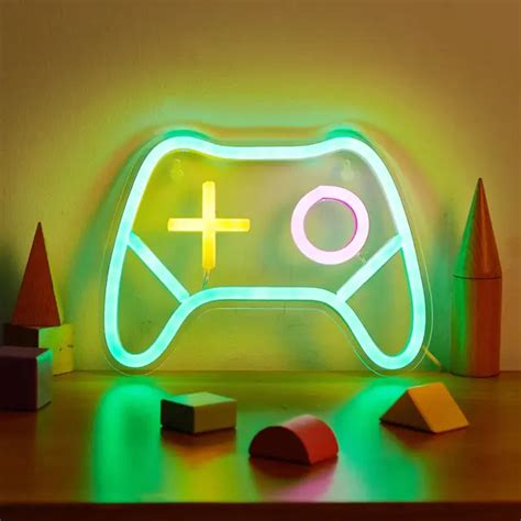 Led Neon Sign Game Pad Usb Wall Night Light Lamp Hanging Bar Home Room