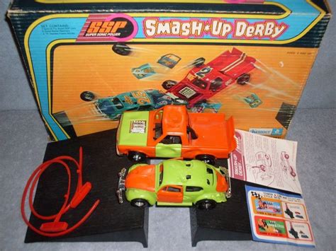 1973 Kenner SSP Smash Up Derby Set Rarer Orange Lime Green Old Toys