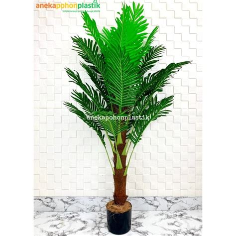 Jual Pohon Daun Palem Sikas T140cm Latex Artificial Pot Dasar Tanaman